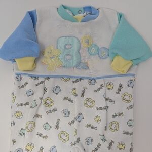 Vintage Baby Clothes Satin Embroidery Teddy Bear Color Block 90s